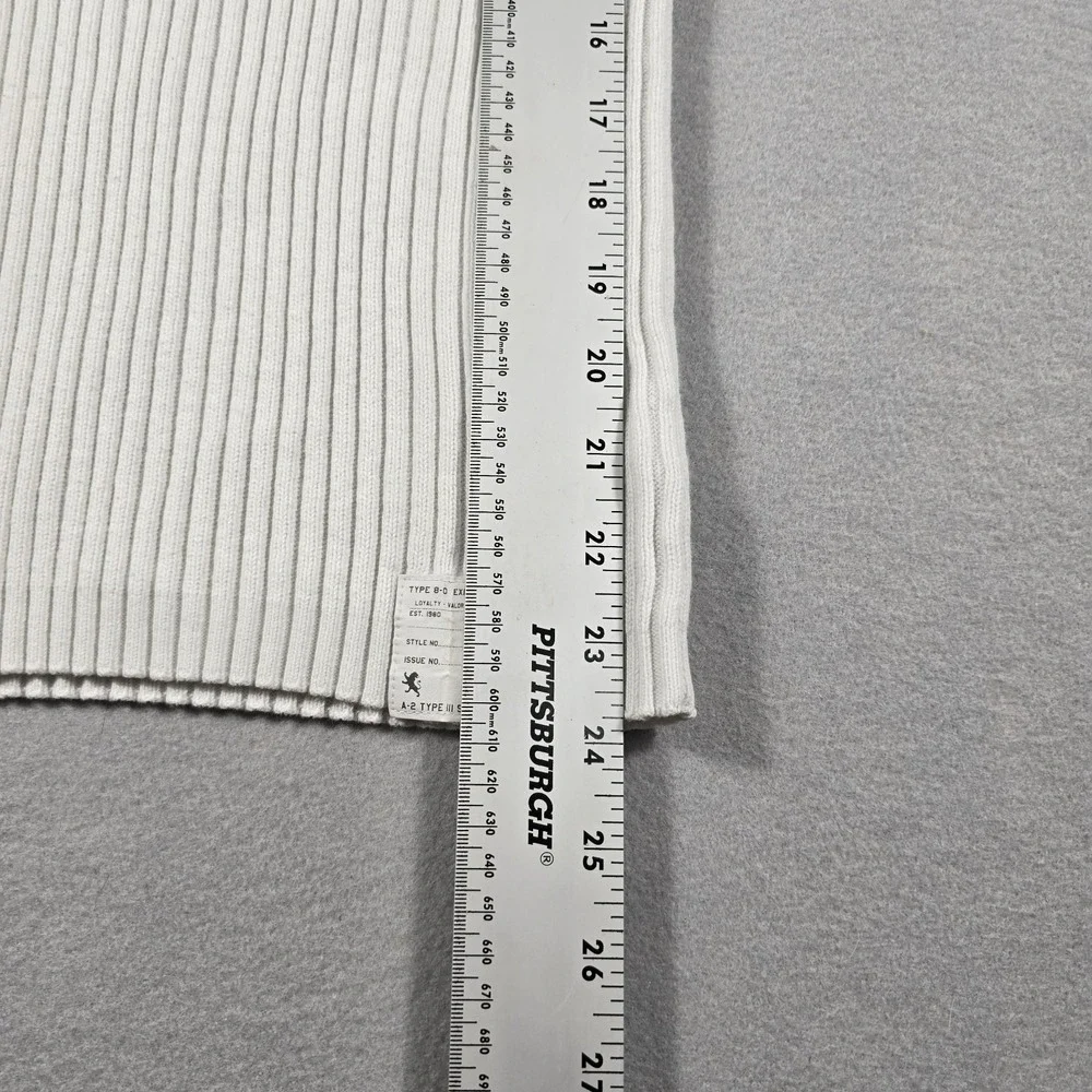 Express Mens L White Sweater Quarter Zip Ribbed Cotton‎ Type 8-0 Military Style